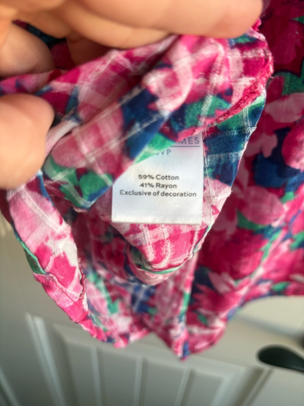 Draper James Pink Floral Smocked Scoop-Neck Blouse - Picture 5 of 5